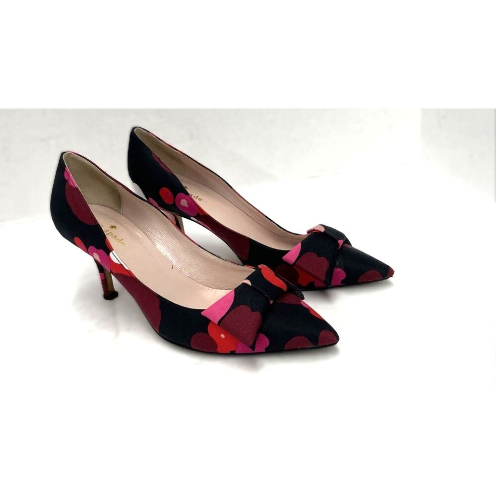 Kate Spade New York Juliette Floral Satin Bow Pumps Size 7B Made in Italy